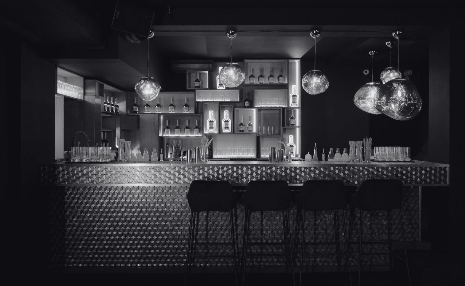 FEAT bar in black and white