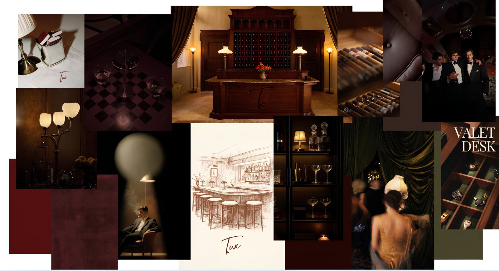 Tux bar concept moodboard